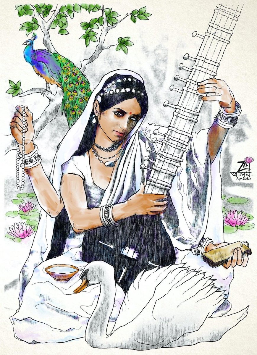 Goddess Saraswati Drawing