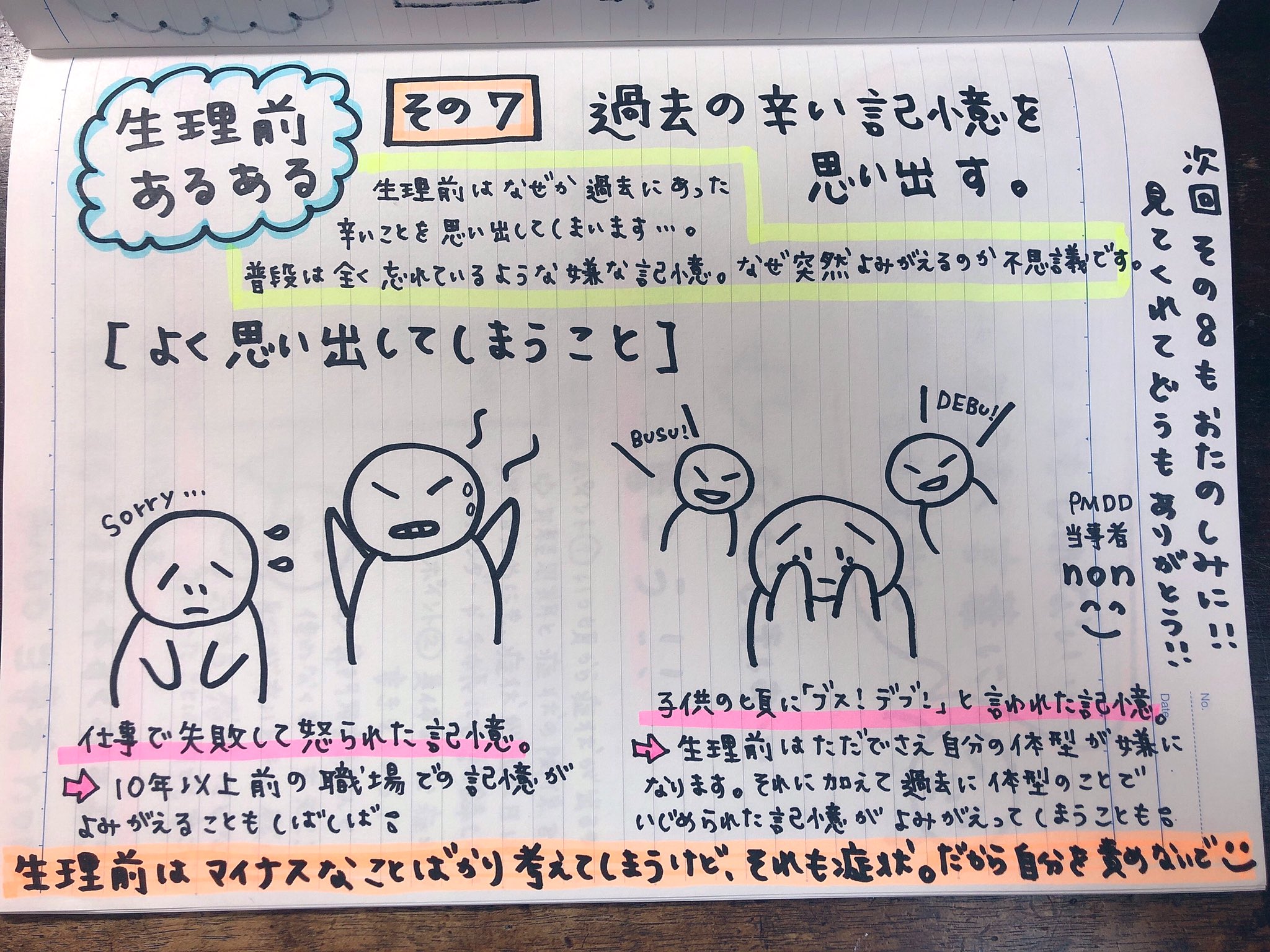 中安紀子 Pmdd当事者カウンセラー 生理前あるある その7 過去の辛い記憶を思い出す 普段は全く忘れているのになぜか 生理前になると蘇る過去の辛い記憶 不思議なことに良かった思い出は出てこないのです 生理前の症状は人それぞれなのであくまでも 中安紀子 Pmdd当事者カウンセラー 生理前あるある その7 過去の辛い記憶を思い出す 普段は全く忘れているのになぜか 生理前になると蘇る過去の辛い記憶 不思議なことに良かった思い出は出てこないのです 生理前の症状は人それぞれなのであくまでも