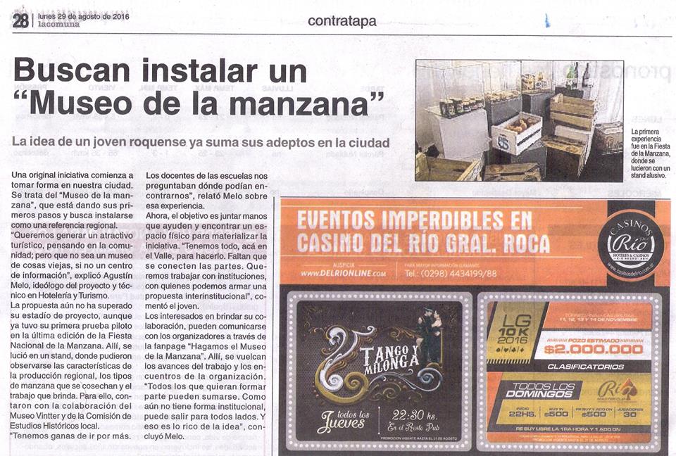 #prensa #diarios #noticias #HagamosElMuseoDeLaManzana #patagonia #museo #manzana #fruticultura