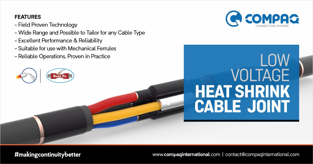 CompaqGroup's tweet photo. Systems for Cable Connection, Compaq Heat shrink cable jointing & terminating solutions for low voltage applications. For more details visit at: https://t.co/Gnd3P2acEI
#CompaqInternational #CableTerminations #CableJoints #makingcontinuitybetter https://t.co/wVmaHrQEcl