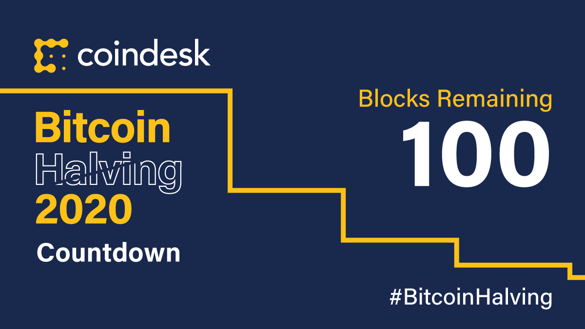 CoinDesk's tweet image. Countdown to #BitcoinHalving: 100 blocks

Block 629,900 was mined at 2020-5-11 00:27:38 ET.

We're counting down to the last block at #ConsensusDistributed: coindesk.com/events/consens…