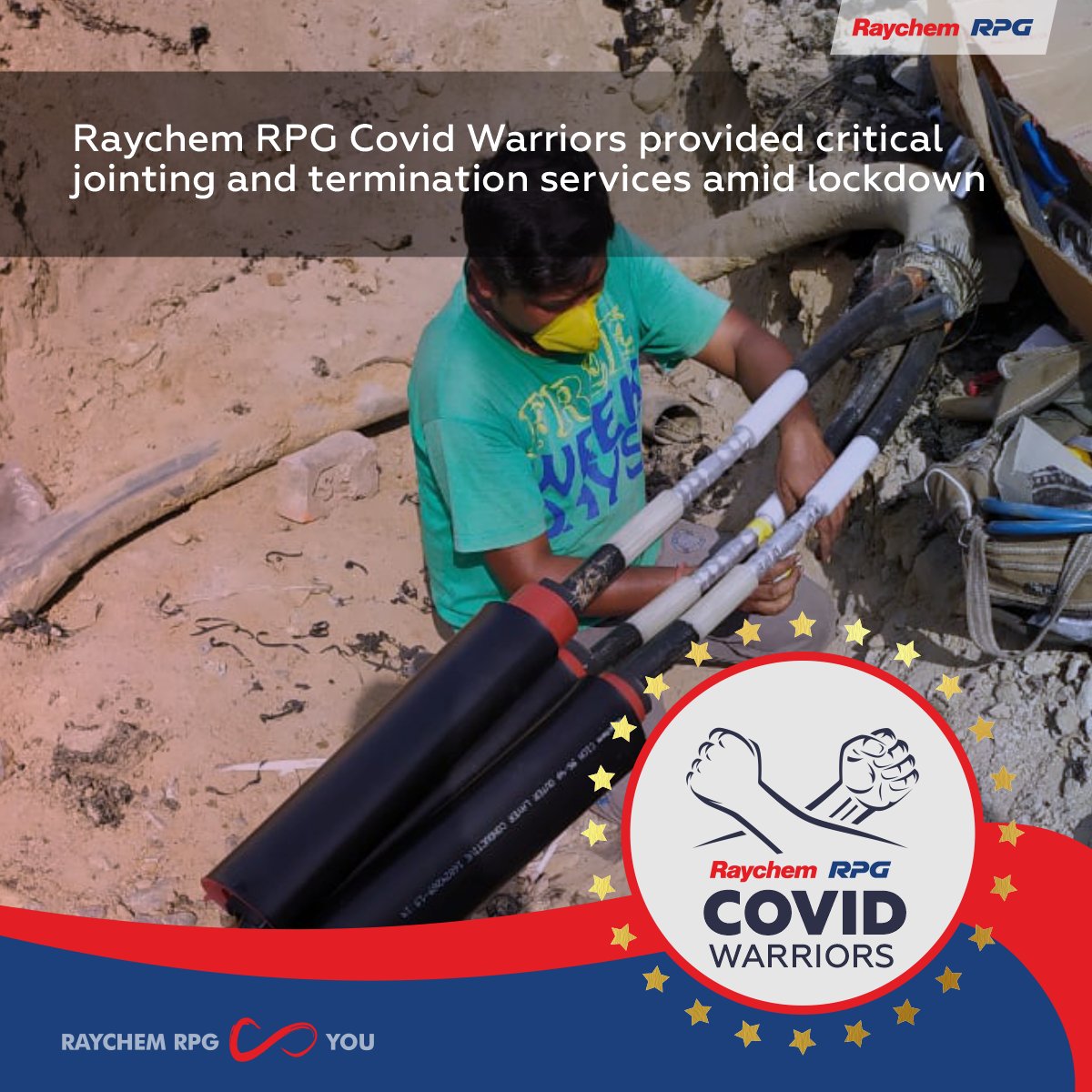 raychemrpgco's tweet photo. #Rayline team in coordination with our channel partners recently provided jointing and termination services in Azamgarh area (PuVVNL) Varanasi Zone of #UPPCL and at critical project sites of #TPDDL and #BYPL for M/s Universal Cables.
#RaychemRPGandYou #RaychemRPGCovidWarriors https://t.co/HiT1uv6jY1