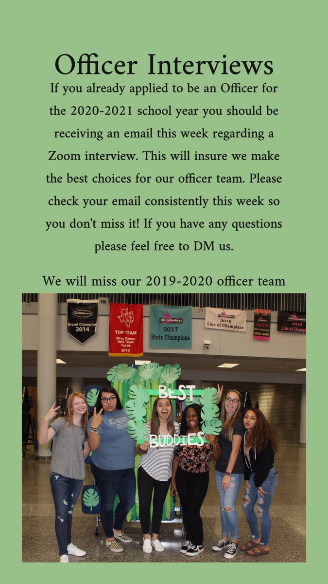 Please check your email this week for a invitation to have a zoom interview with our advisor for the 2020-2021 officer team!