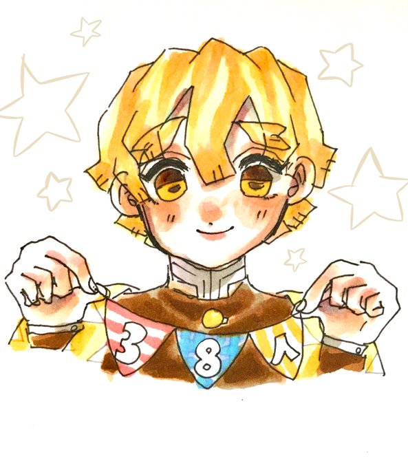 ありんちょ🐜さんがTwitterに投稿した我妻善逸(鬼滅の刃)のイラスト。