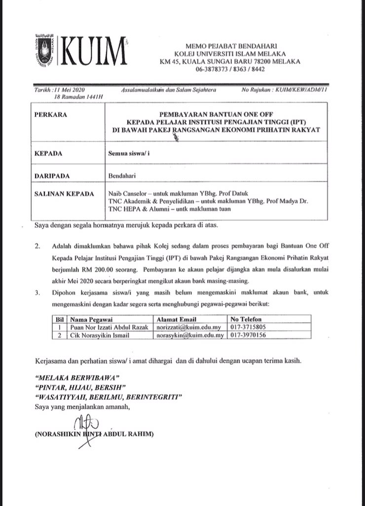 Mpp Kuim Sur Twitter Bantuan One Off Rm200 Kepada Pelajar Ipt ب س ـــــــــم ٱلله ٱلر ح ـم ـ ن ٱلر ح ـــــــيم Seperti Sedia Maklum Bahawa Pelajar Ipt Yang Membuat Permohonan Bantuan One Off Akan Mendapat Rm200