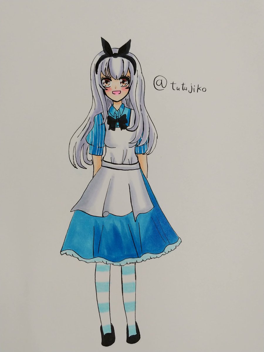 星海 遥琉 アリスの服装をしてるオリキャラの夢花のイラストを描きました アリス 可愛い 女の子イラスト イラスト イラスト好きな人と繋がりたい コピック 美少女 リツイート イラスト初心者 イラスト企画