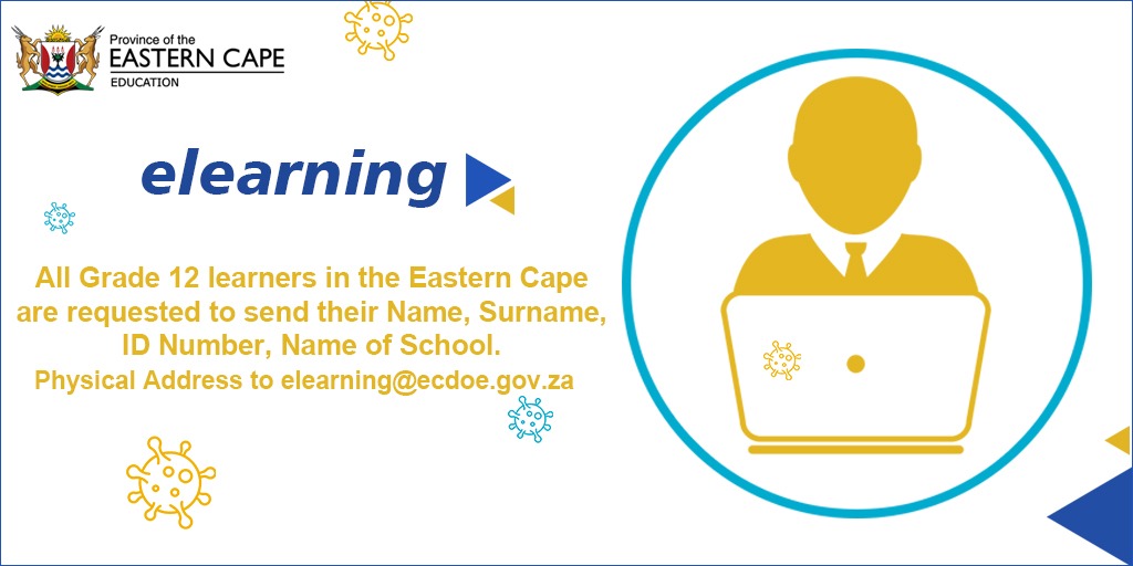 ECDOEZA's tweet photo. REMINDER:

Grade 12 learners are encouraged to send their details to elearning@ecdoe.gov.za or call us if they experience problems 

#Siyafundisa https://t.co/WO8dyDxw5V