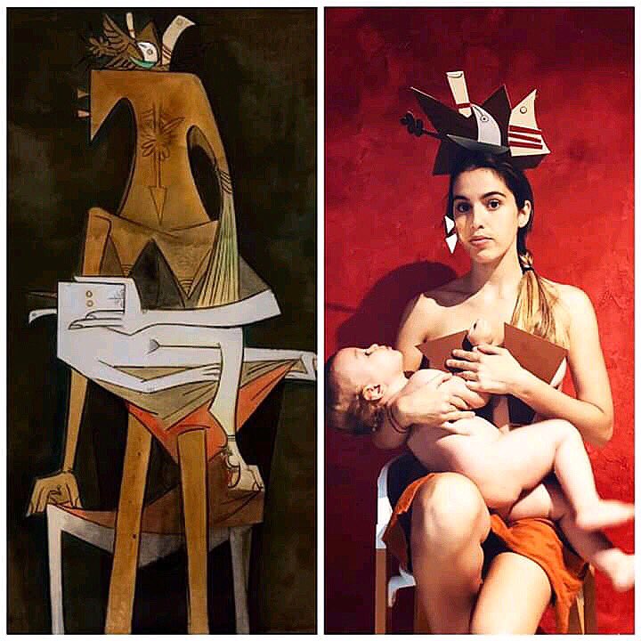 Maternidad (Maternity). Original work by Cuban painter #WilfredoLam. Homage &amp; photo by @ernestorancano #ErnestoRancaño  #cubacoronatv <a href="/bellasartescuba/">Bellas Artes de Cuba</a>