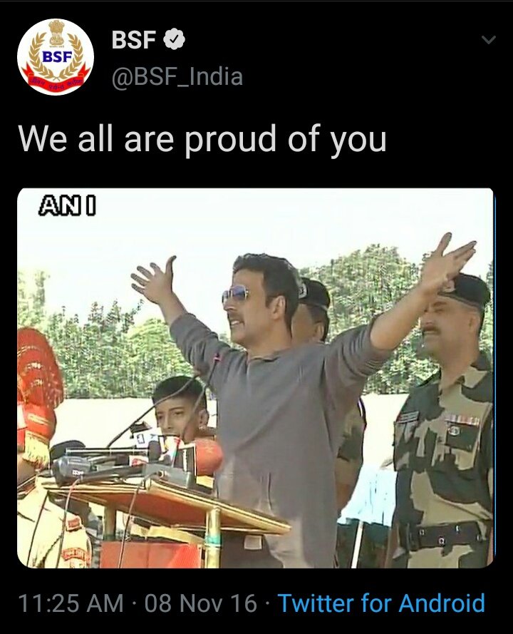 Akshay kumar is the one who constantly doing good work for the country.
Unlike the so called celebrities and politicians!

In current corona crisis:-
* 25 cr pm cares fund
* 3 cr to BMC for medical kit
* 2 cr to Mumbai police foundation!

We are proud of you sir ❤