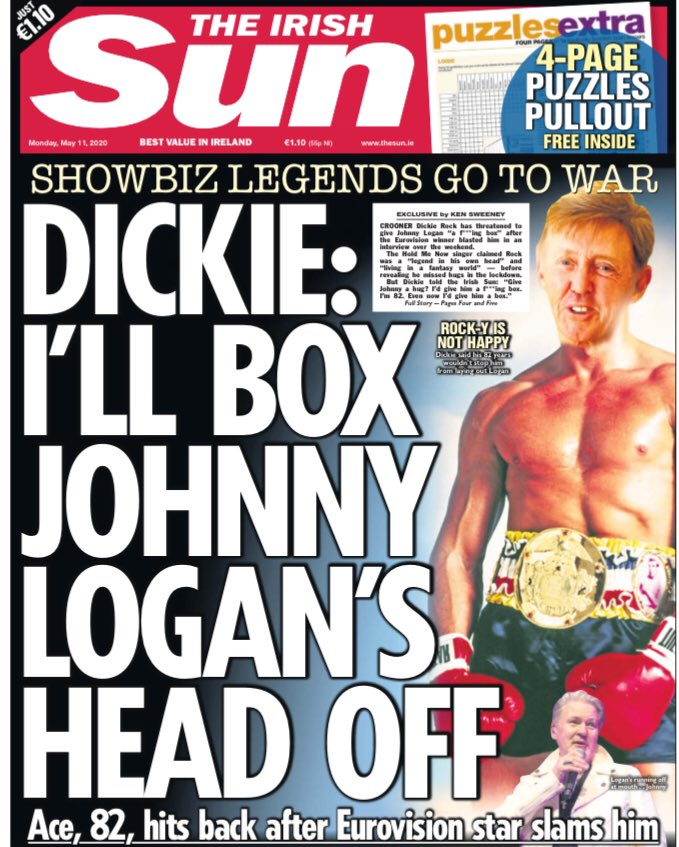 KenSweeney's tweet photo. SINGER Dickie Rock has threatened to give Johnny Logan "a f***ing box" after the Eurovision winner claimed the showband star lived in a "fantasy world https://t.co/IGN8hJ7rMU
