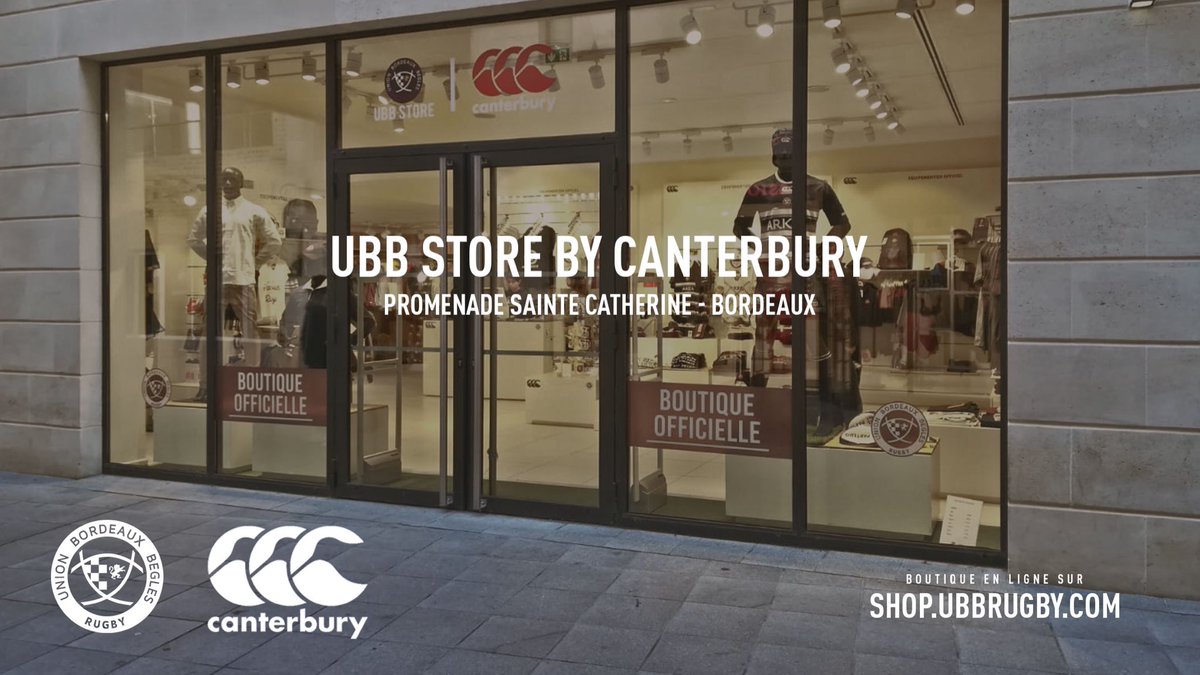 UBBrugby's tweet photo. Info Boutique UBB : Ré-ouverture aujourd’hui de votre UBB Store by @Canterbury_FRA au sein de la Promenade Sainte-Catherine. Nouveaux horaires 👉🏻 Du Lundi au Samedi de 11h à 19h et Dimanche de 13h à 19h #iloveubb #ubbstore https://t.co/ntFVc08YJb