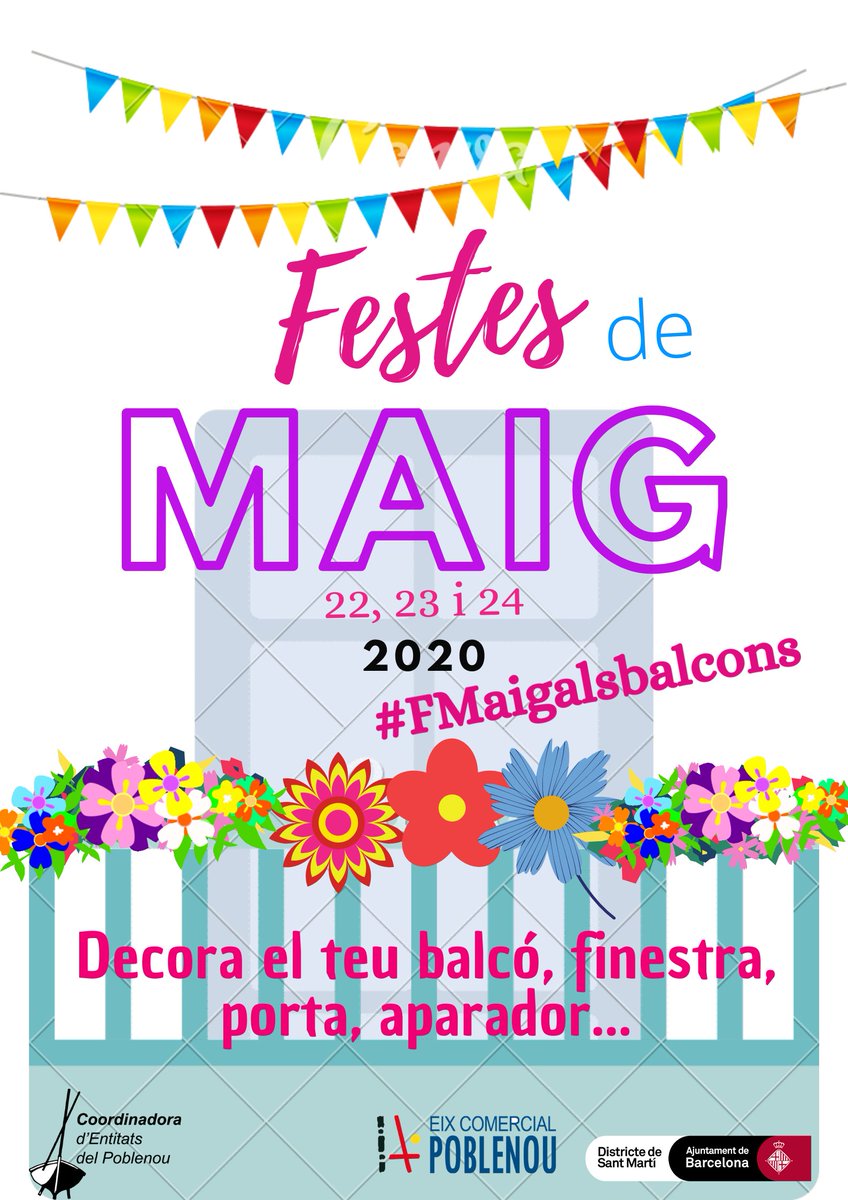 femmaig's tweet photo. 🎉Bon dia!🎉
🌼Us animem a decorar, del 22 al 24 de Maig, el vostre balcó, finestra, aparador... Amb tot de flors!🌼 
És hora de ser creatius i utilitzar la imaginació per fer flors amb paper, material reciclat, globus...😛🥰 
💥🥳🌷Portem les Festes de Maig a casa nostre!🌷🥳💥 https://t.co/ZkdZgKGSBM