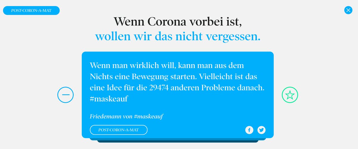 Coron_A_Mat's tweet photo. Inspirierende Montagmorgen-Worte von Friedemann von @maskeauf! 
Was wir nach Corona nicht vergessen wollen. #PostCovid19 #postcorona
Und ihr? Schreibt es uns ➡️ https://t.co/g7xxlZEI26 https://t.co/11vJCASVNV