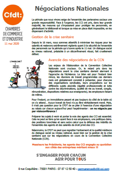 cfdtcci's tweet photo. Un dialogue social national qui fait cruellement défaut:  L' @CFDT des #CCI déplore l'enlisement et la qualité médiocre du dialogue social au niveau National, aussi bien sur la gestion de la crise sanitaire que sur les négociations en cours de la Convention Collective Nationale. https://t.co/wqsYr45MB0