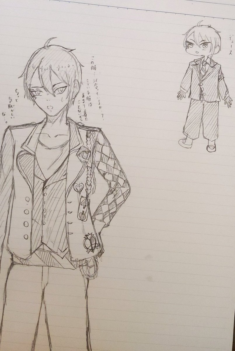 DV30Pwtwnd8v3JM's tweet photo. 初描きドュース君！
寮服になれていない感じ…推せる…
#ツイステ https://t.co/XGE70Pr48x