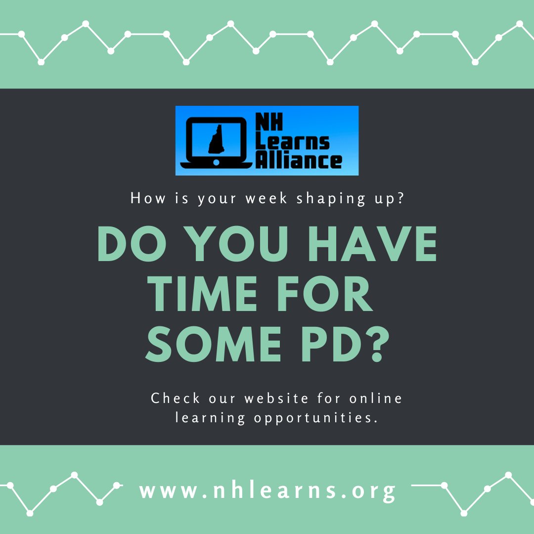 NHLearnAlliance's tweet photo. The #NHLearnsAlliance has collected a lot of online learning opportunities for you this week. Are you in need of some professional development? https://t.co/vok0mPEuMI #nheducators #NHed #NHSAA #NHSLMA #NHASP #NHSTE #NHCTO #NHASCD #CAST #NHDoE #NEANH #NCDE #NHASEA #NHSBA #VLACS https://t.co/6JPxk8JAwq