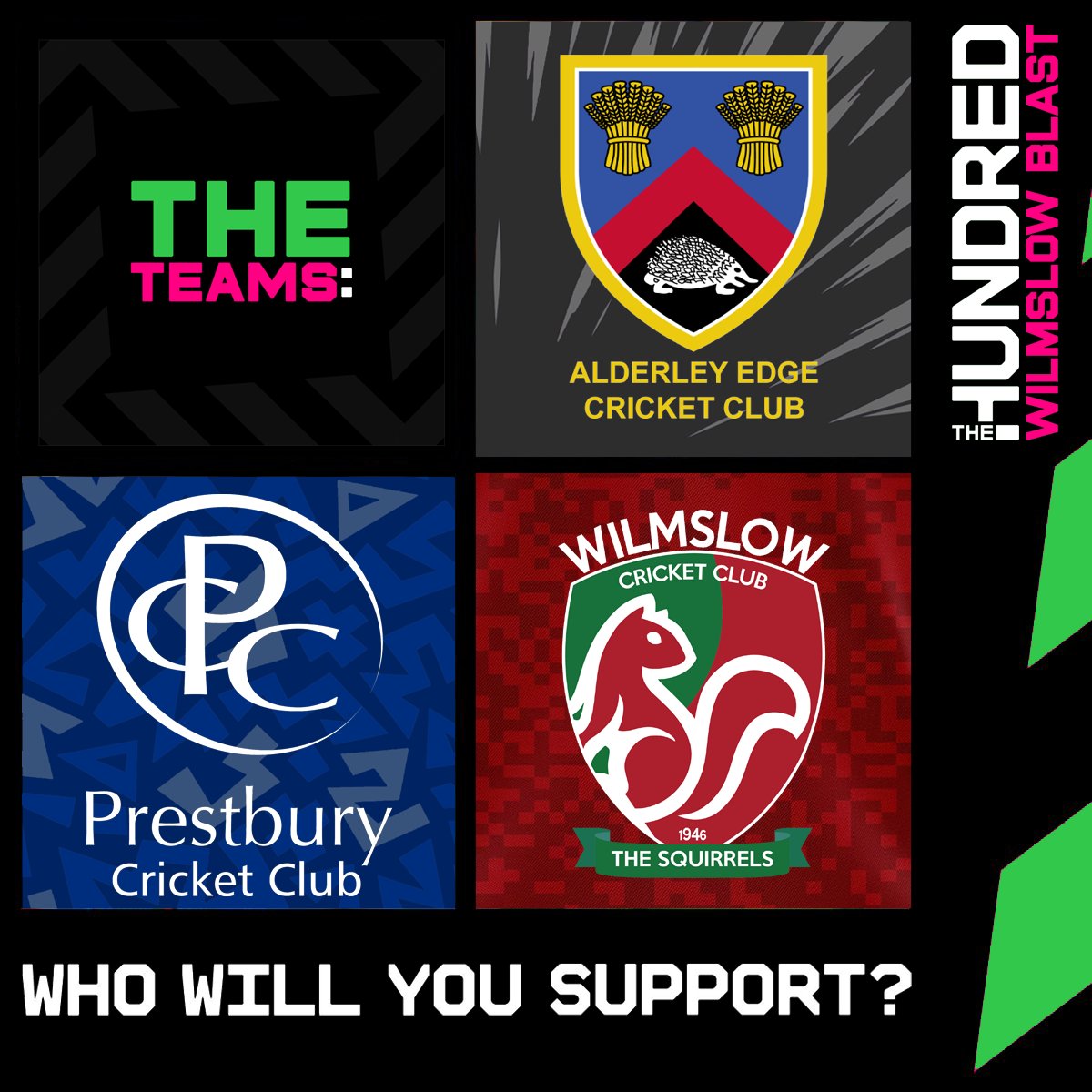 WilmslowHundred's tweet photo. We're delighted to announce that the teams taking part in this years @WilmslowHundred will be @AECC_cricket, @PrestburyCC &amp; @WilmslowCC!

#WilmslowHundred #Wilmslow #AlderleyEdge #Prestbury #Cheshire #GoldenTriangle #Cricket #100BallCricket #TheHundred #TeamMIND #ManchesterMIND https://t.co/MAqNAwUHdl