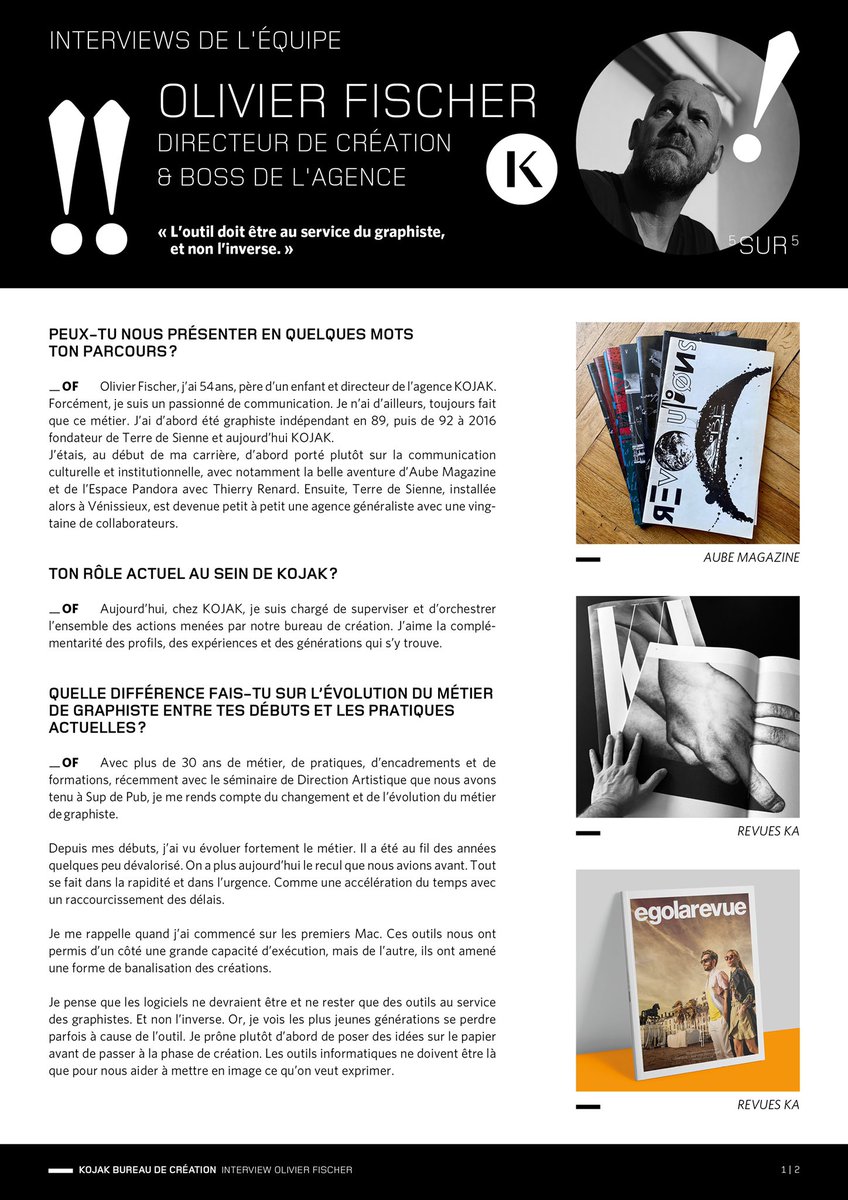 kojakcreation's tweet photo. 🖋 Retrouvez aujourd’hui l’interview Olivier Fischer , directeur de création chez KOJAK.
> https://t.co/27Mr2LsaAN https://t.co/oY6xmGTx3e