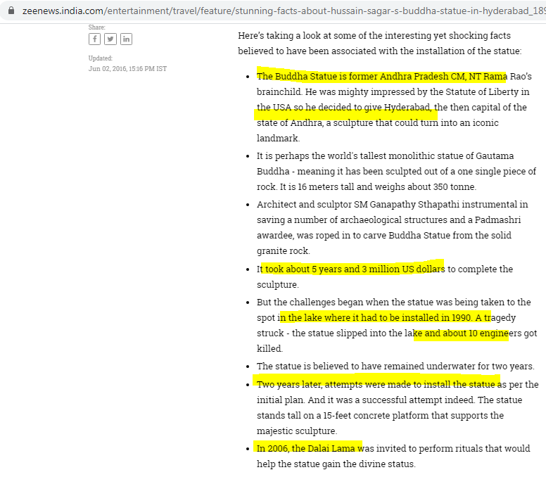 1985-1989NTR/TDP GovtBuddha Statue of Hyderabad  https://zeenews.india.com/entertainment/travel/feature/stunning-facts-about-hussain-sagar-s-buddha-statue-in-hyderabad_1891038.htm https://www.washingtonpost.com/archive/politics/1990/04/09/buddha-of-the-lake-bottom/342902b7-7025-41d3-a856-c14c1fac3815/