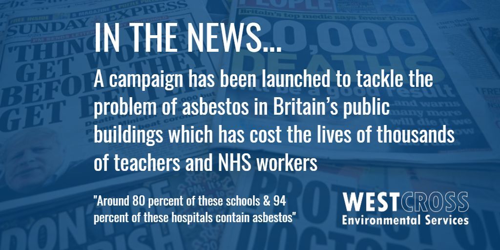 WestCrossES1's tweet photo. A campaign has been launched to tackle the problem of asbestos in Britain’s public buildings which has cost the lives of thousands of teachers &amp; NHS workers

You can read more about this via the link below
https://t.co/6uPW032w1p

#Asbestos #AsbestosInSchools #AsbestosInHospitals https://t.co/sSn57HVsrT