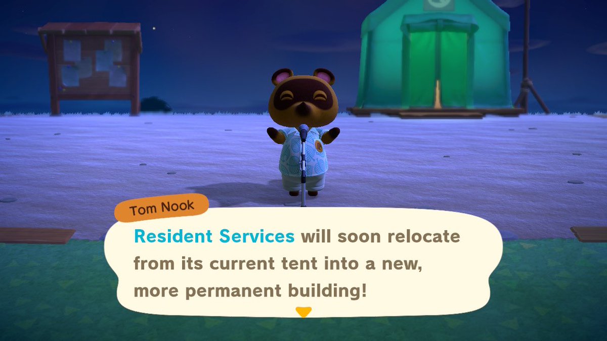 + 10.05.20 +a late start today, but still busy ! tom nook announced that the resident services will move into an upgraded building soon, and warned that there is a sketchy character hanging around the islands (∩╹□╹∩) ⤍