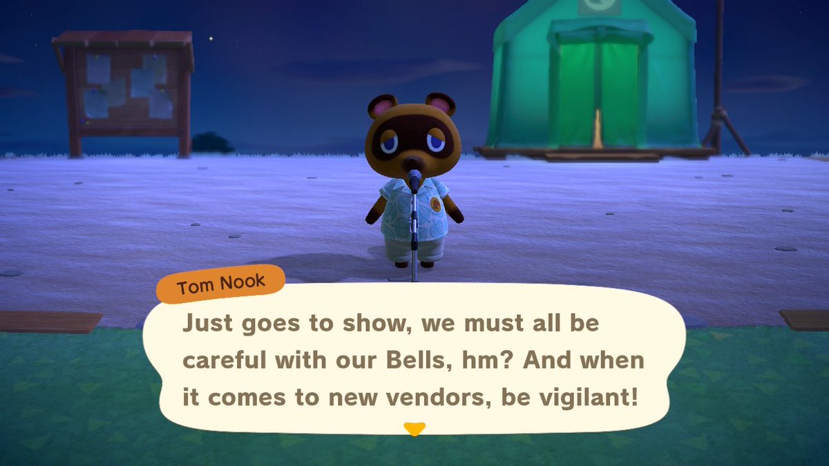 + 10.05.20 +a late start today, but still busy ! tom nook announced that the resident services will move into an upgraded building soon, and warned that there is a sketchy character hanging around the islands (∩╹□╹∩) ⤍