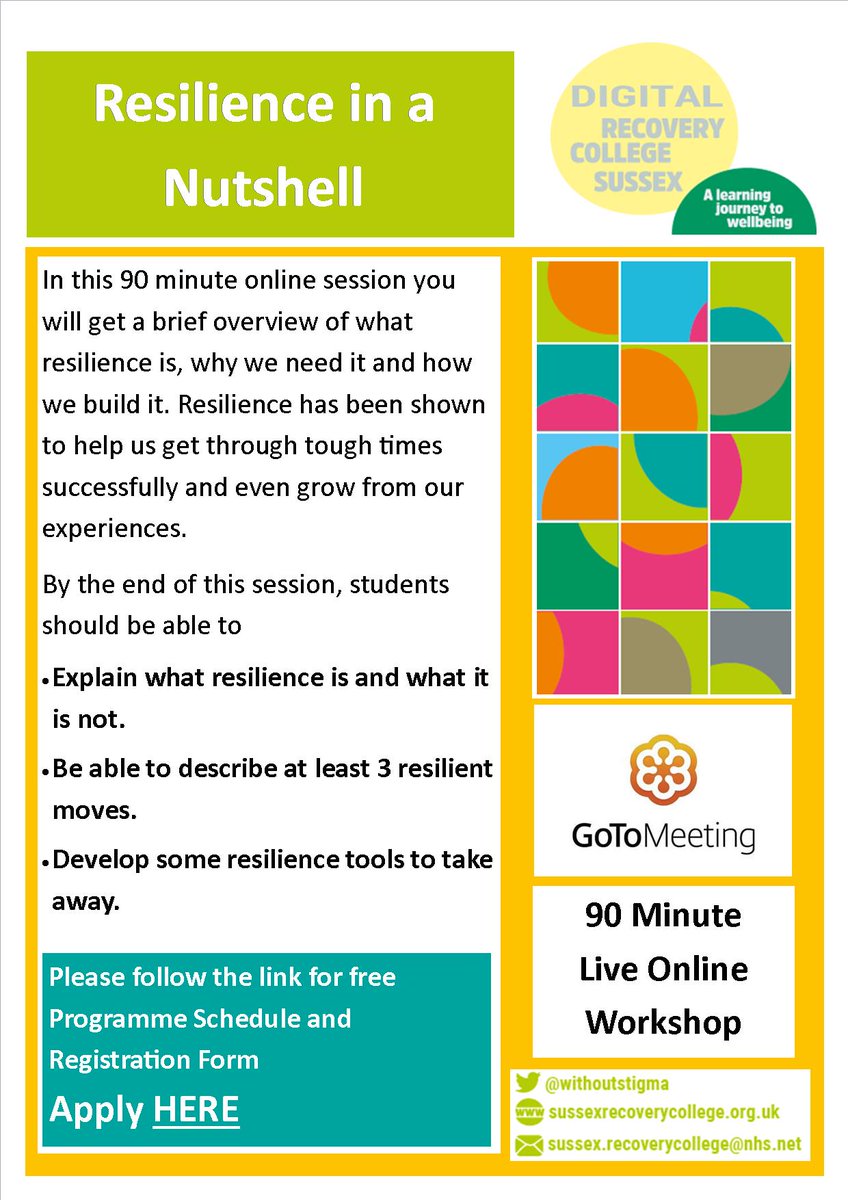 Sussex Recovery College (@susreccoll) on Twitter photo We are looking for students to join us for our new Resilience in a Nutshell course, a FREE 90 minute online workshop. If you live in East Sussex and free this Friday 15th May at 10:15am please sign up at mindrecoverynet.org.uk/providers_prof… <a href="/withoutstigma/">SPFT - No longer in use</a> Please share We are looking for students to join us for our new Resilience in a Nutshell course, a FREE 90 minute online workshop. If you live in East Sussex and free this Friday 15th May at 10:15am please sign up at mindrecoverynet.org.uk/providers_prof… <a href="/withoutstigma/">SPFT - No longer in use</a> Please share