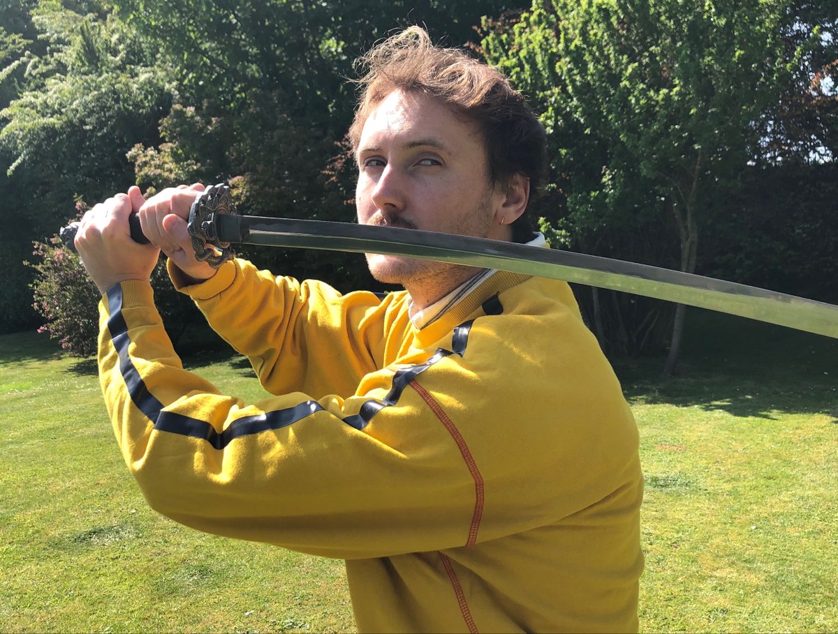 PearlAndDean's tweet photo. We've broken out the samurai sword to recreate more #HomemadeMovieScenes for #PealandDeanWFH - can you guess which film it is? https://t.co/tdG4kjcmJu