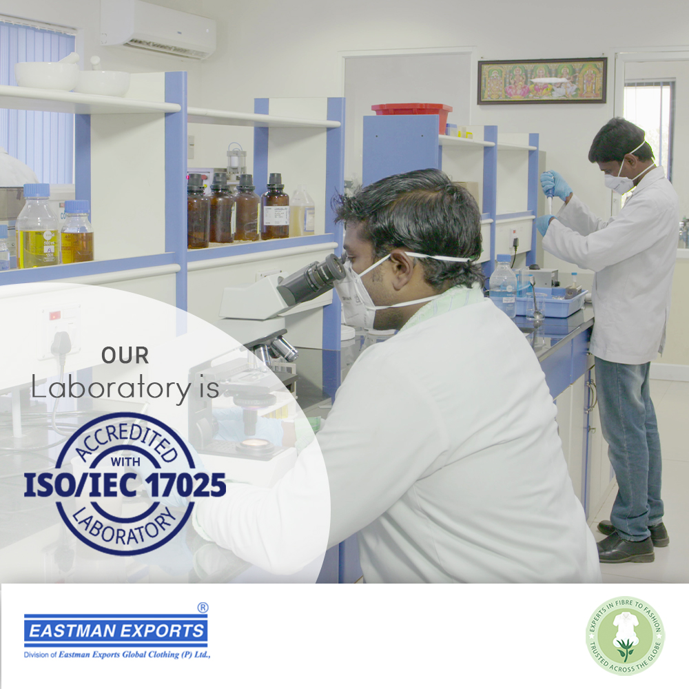 We at Eastman exports are equipped with an advanced lab facility that is accredited with ISO/IEC 17025 for carrying out all our quality testing. Visit us @ eastmanexports.com
#qualitytesting #ISO #ISOcertified #sustainableclothing #sustainablefashion #ethicalfashion