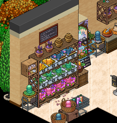 OreliAurelli's tweet photo. In line of the new Spa furni, here's my:

Lil' Bath Bomb and Candles Shop! 🏕️
built on @Habbo .com!

link: https://t.co/GnREPGR7E7 https://t.co/9Ql6UOXUj6