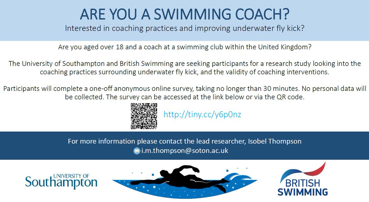 We are looking for #swimmingcoaches across the UK to complete our survey as part of a study investigating coaching practices surrounding underwater fly kick! Please share if you can! tiny.cc/y6p0nz
#swimmingcoach #swimming