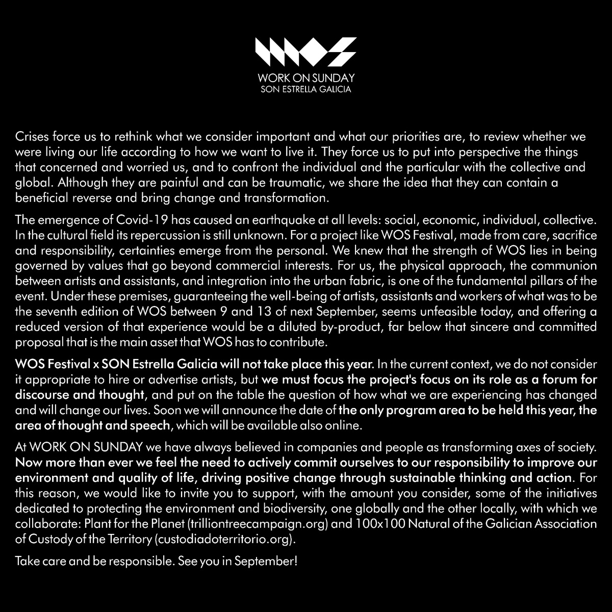wos_festival's tweet photo. Lee el comunicado entero en: / Le o comunicado enteiro en: / Read the full announcement at: https://t.co/MBXiHkucVp https://t.co/v8oTOrGZs5