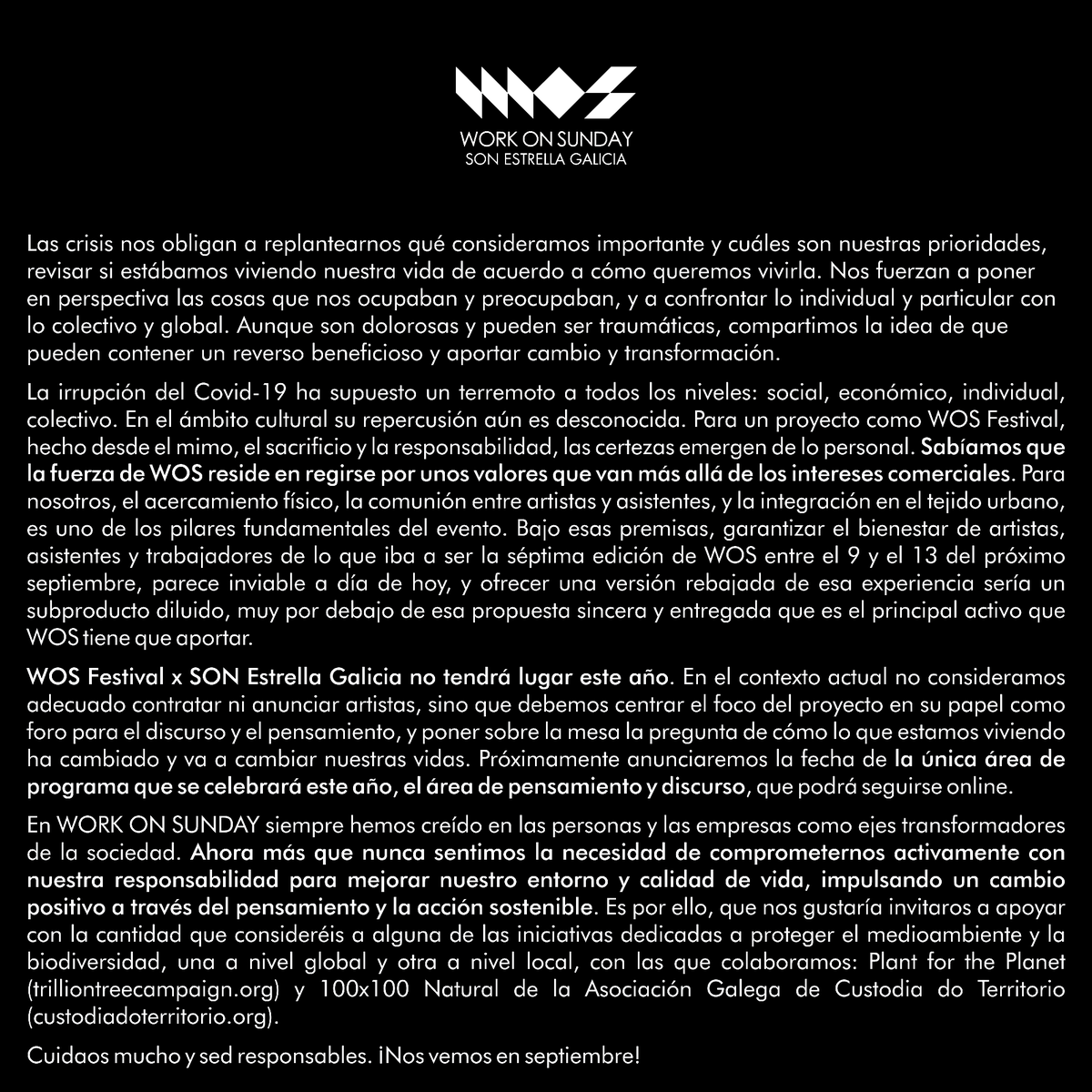 wos_festival's tweet photo. Lee el comunicado entero en: / Le o comunicado enteiro en: / Read the full announcement at: https://t.co/MBXiHkucVp https://t.co/v8oTOrGZs5