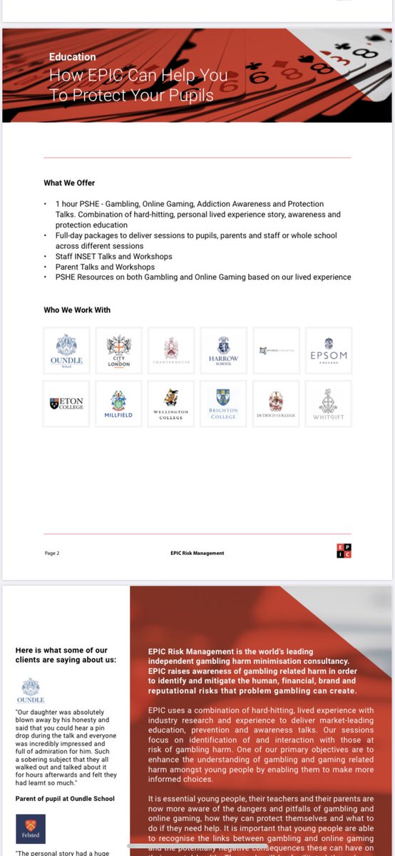 5/5 It is absolutely vital that schools ensure that their pupils but also their teachers and parents are aware of the links between the two,the gateway from one to the other and how fast it is changing. Education is absolutely key to this.  @epicpgc can help.  #gambling  #gaming