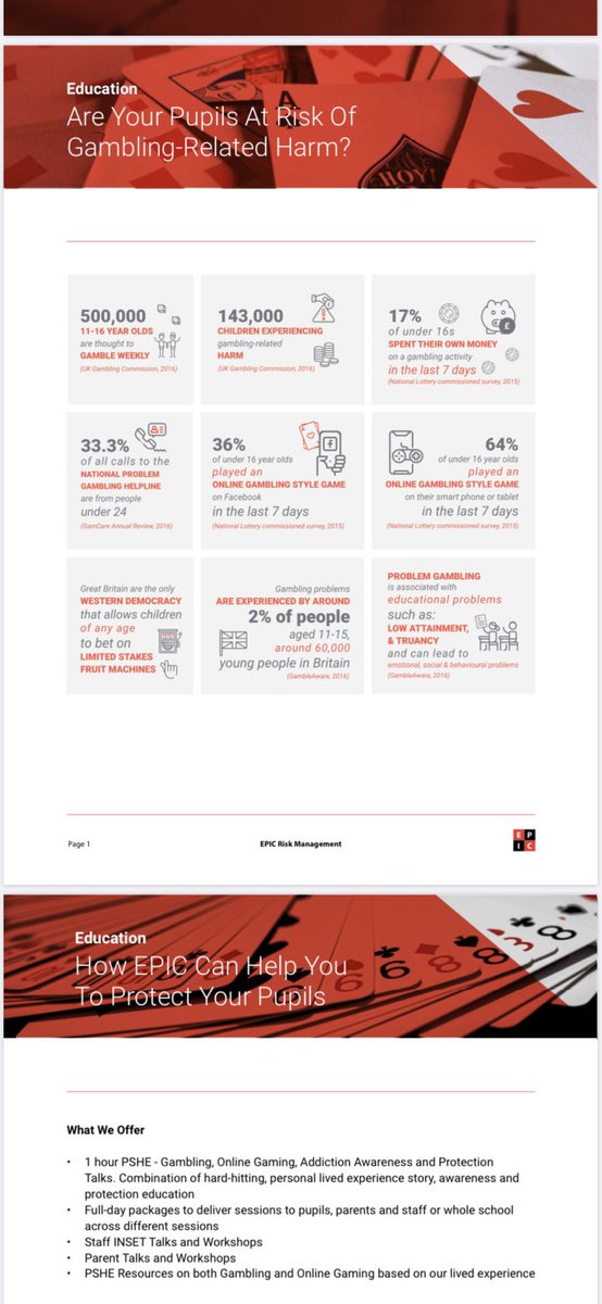 5/5 It is absolutely vital that schools ensure that their pupils but also their teachers and parents are aware of the links between the two,the gateway from one to the other and how fast it is changing. Education is absolutely key to this.  @epicpgc can help.  #gambling  #gaming