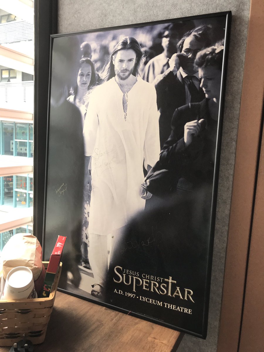 stephenhackman's tweet photo. My office is being renovated but when done rest assured a space on the wall will be found for my JCS poster signed by @stevebalsamo @JoannaAmpil and Zubin Varla. (Fav production) It reminds me that even in the current COVID-19 crisis, Christ remains walking among us. https://t.co/L3RgpjGGw3
