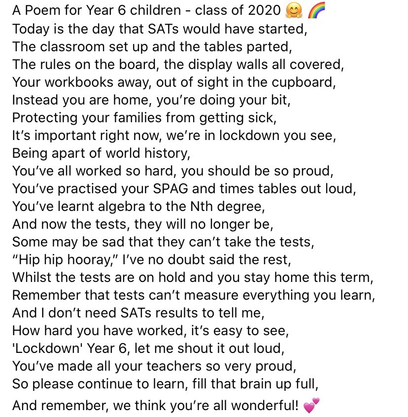 KingmoorJuniors's tweet photo. For all our amazing Year 6 children... 🌳💙🌈😄 https://t.co/31KEcwcLGm