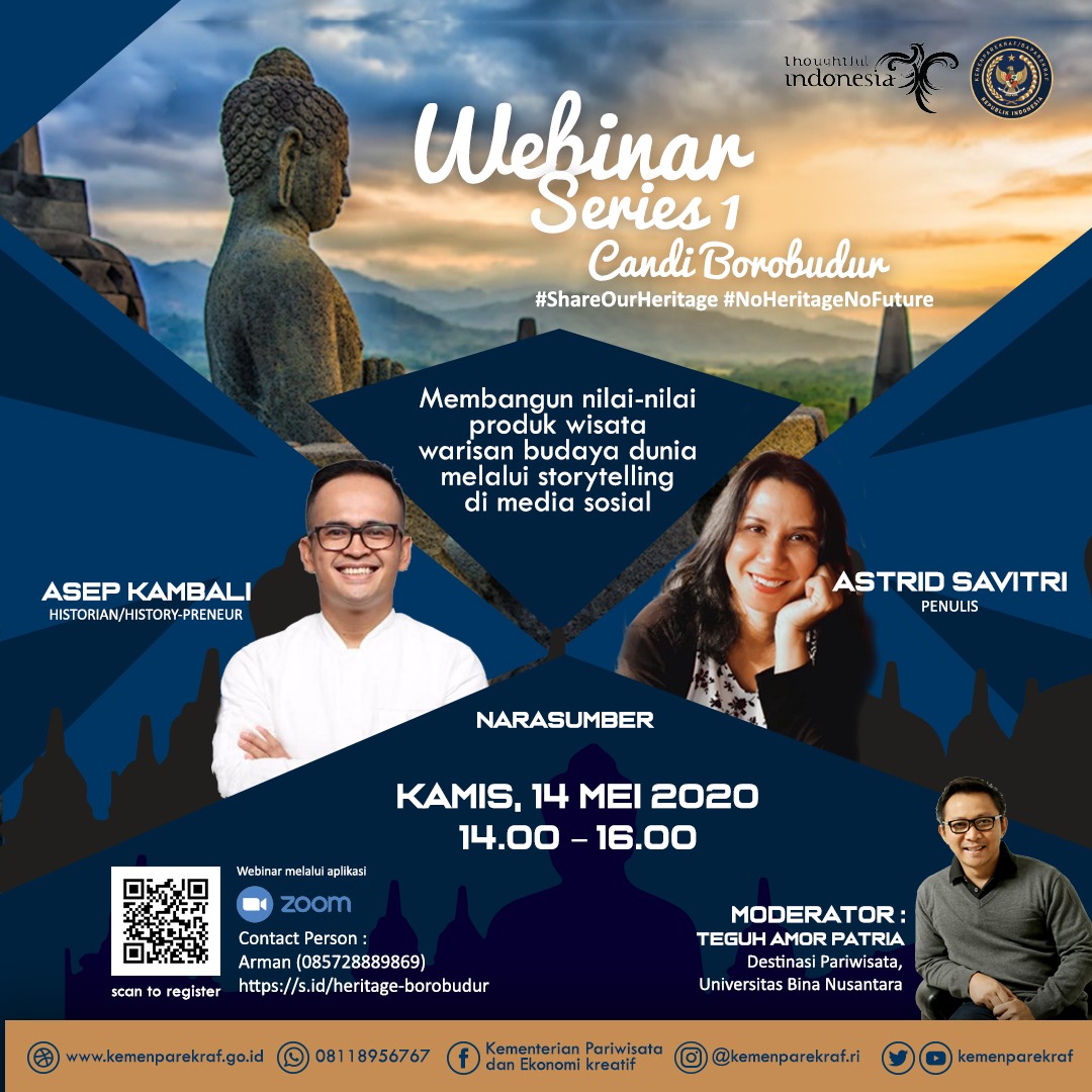 KemenPariwisata's tweet photo. Indonesia terkenal di dunia dengan kekayaan warisan budayanya. @Kemenparekraf mengajak kamu untuk mengenal lebih jauh lagi tentang Candi Borobudur dan sejarah yang melekat padanya, melalui Webinar Series 1 Candi Borobudur ini.

#BersamaJagaIndonesia
#ThoughtfulIndonesia https://t.co/apvYKeMtqC