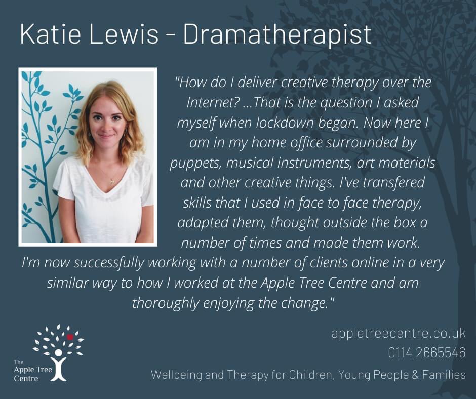 appletreecntr's tweet photo. Our Dramatherapist Katie has worked hard to adapt her work for online therapy sessions and she continues to provide a safe, confidential and creative space for her clients.  Read more about what we can offer during this difficult time at: https://t.co/vy9zEKqZw4 https://t.co/kOimSgh77o