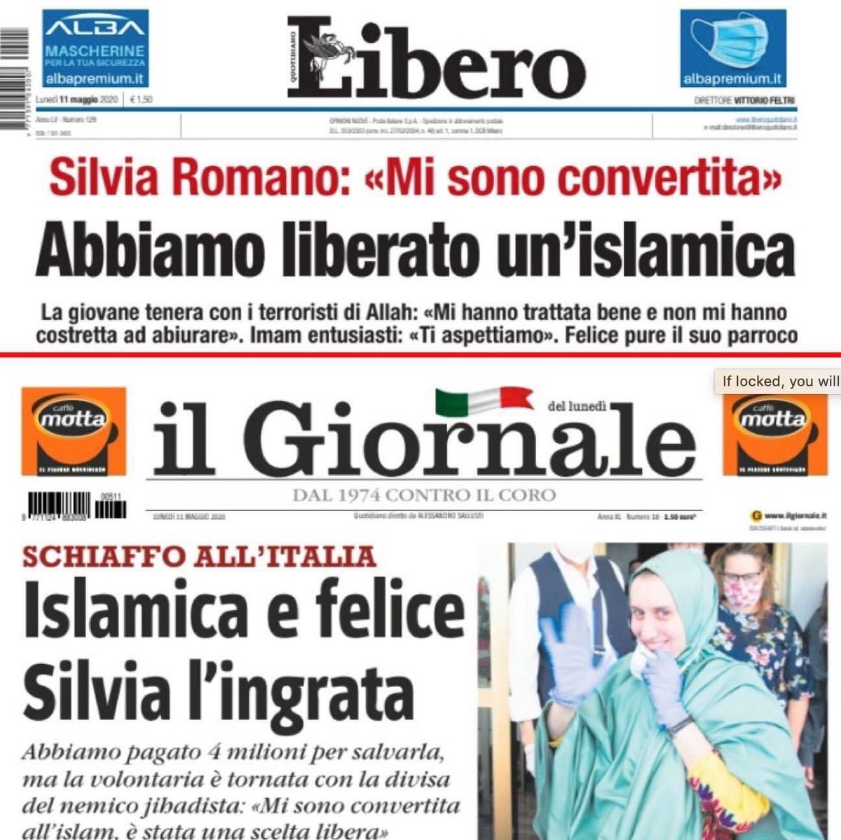 SHIBALOVERR's tweet photo. La prima pagina di Libero è di una bassezza senza precedenti. Ma i colleghi giornalisti non dicono niente? Questa islamofobia in un GIORNALE è vergognosa, posso comprendere un atteggiamento del genere dai leoni da tastiera ignoranti, ma non da dei giornalisti che hanno STUDIATO. https://t.co/bCAWyS9Emy