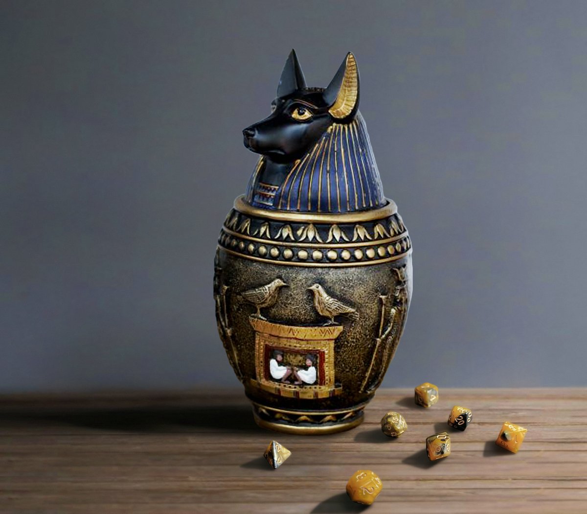 NatTabletop's tweet image. Just 6 days left to grab your very own Anubis Dice Holder and join more than 100 other backers on this #kickstarter! 
kck.st/2VNmiIn

#dnd #dnd5e #ttrpg