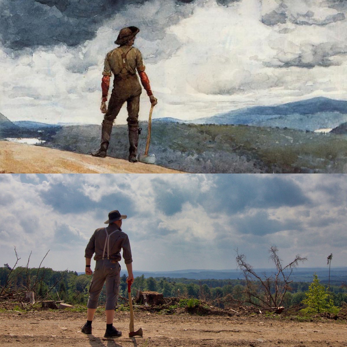 vodo67's tweet photo. @GettyMuseum Not at home, but very close. “the woodcutter” from Winslow Homer https://t.co/8ntQUKCzi1