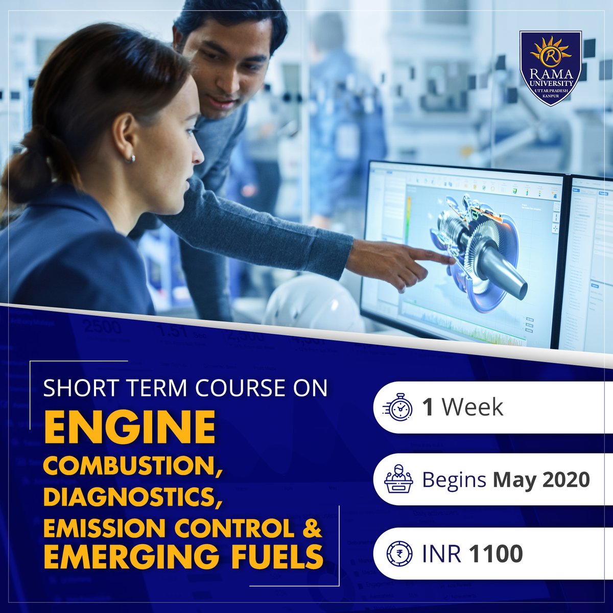 RamaUniversity's tweet image. The Department of #MechanicalEngineering is now organizing a one-week #OnlineShortTerm Course on #EngineCombustion, Diagnostics, #EmissionControl &amp;amp; #EmergingFuels (#ECDEC-2020)&quot; From May 14, 2020, onwards. For more info, visit: zcu.io/bg8q