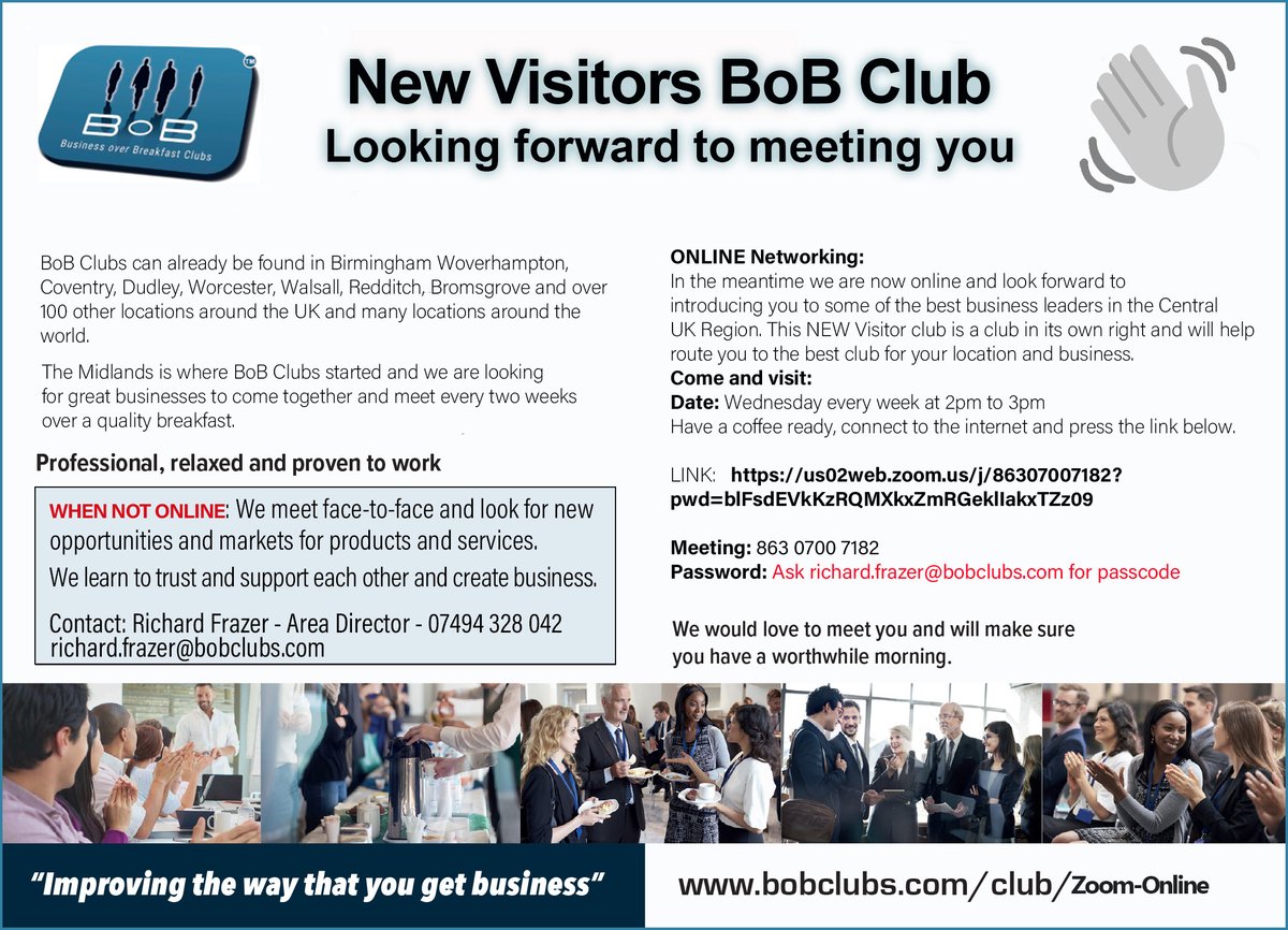 TOP_Bewdley's tweet photo. We're amazed (overwhelmed) with interest from business leader with good products & services needing markets.
Since lock-down @bobclubs are now ONLINE.
SOLVED: We're inviting all to SUPER OPEN DAY.
#centralukhour #bobclubs #bobonline
https://t.co/eDZJq9o2JM @frazerr1 @LadySadie66 https://t.co/eEd1DKnMAw