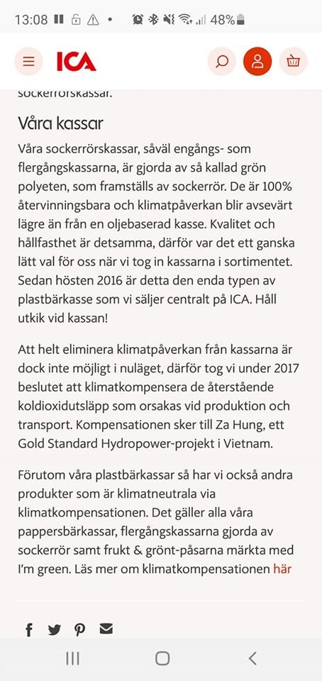 ROGSAHL's tweet photo. Varför betalar jag massa plastskatt på något som inte ens är plast? Ica och Coop har kassar av sockerör. Kan någon förklara detta?  #svpol https://t.co/9yoF6yei1C