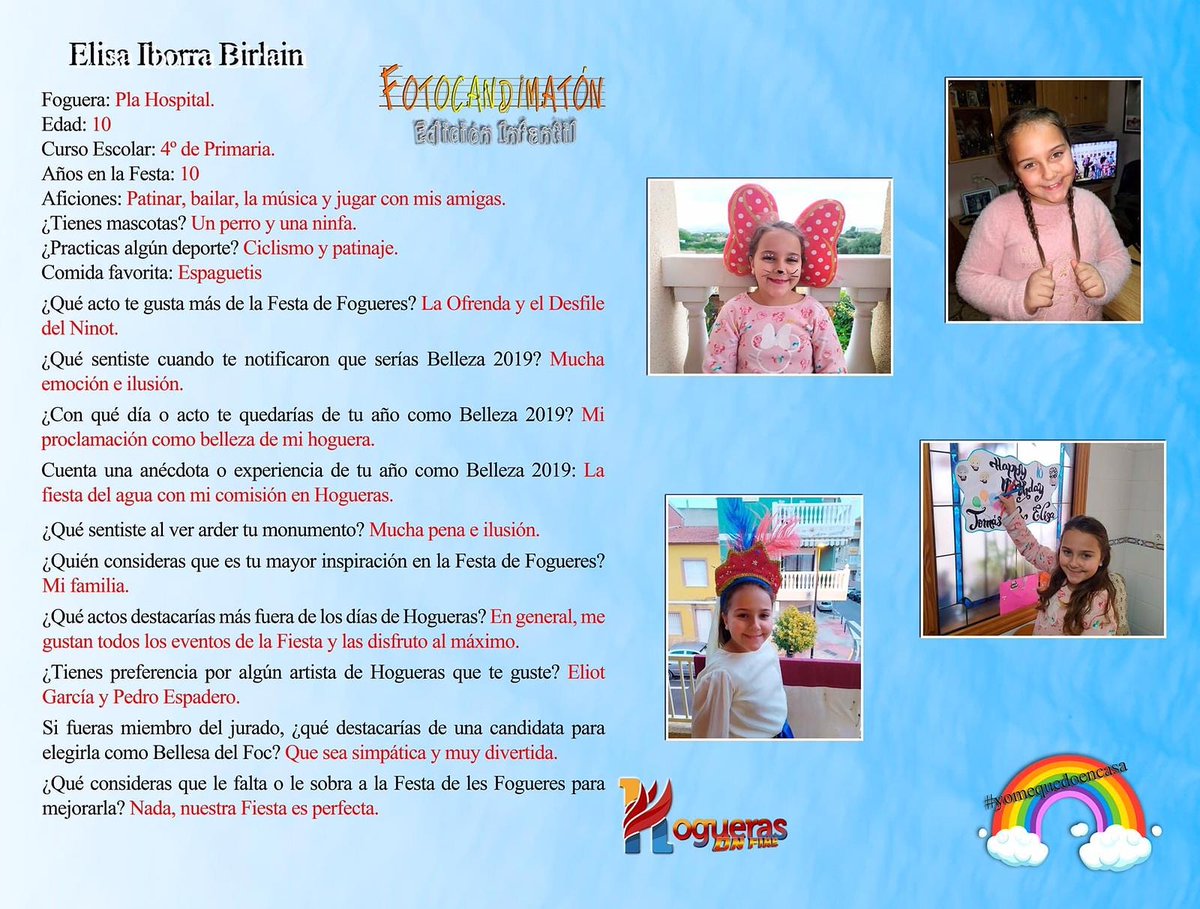 Nuestra candidata infantil Elisa Iborra Birlain en el Fotocandimatón #plahospital