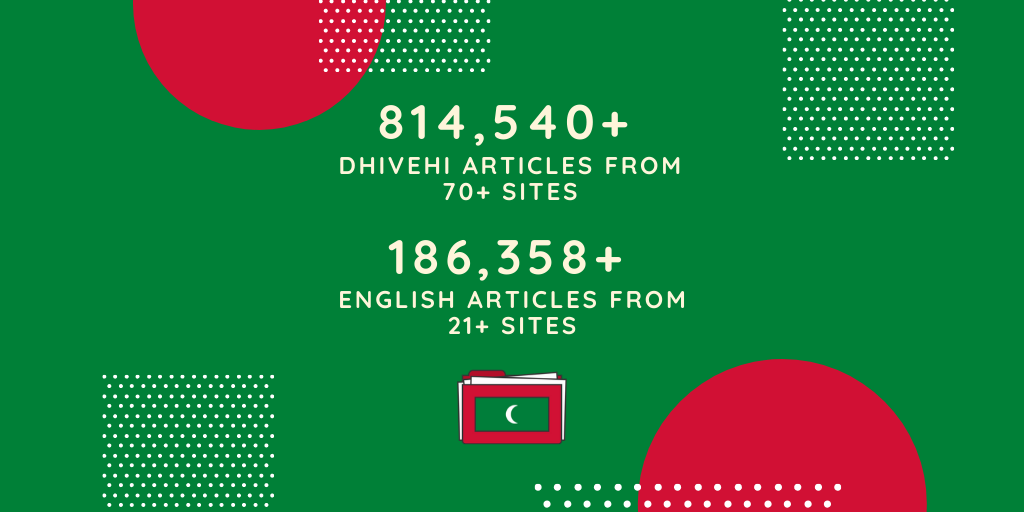 ArchiveCurator's tweet photo. We have now archived over 1,000,000 news articles from over 91 news sources.

We thank everyone that has supported this initiative and kept it going. ❤️

You can use our Advanced Search Function for research. 
Dhivehi: https://t.co/K45Sf58GBr
English: https://t.co/iL3ZQZ9A7O https://t.co/IsvzApXB9L