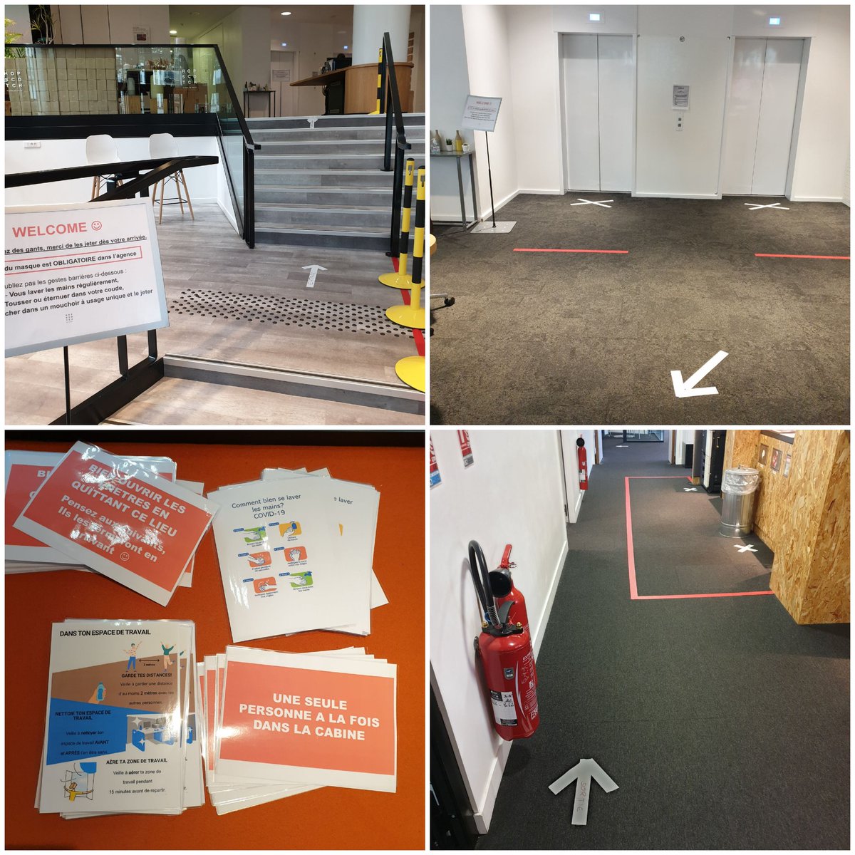 Les locaux de <a href="/HOPSCOTCHgroupe/">HOPSCOTCH Groupe</a> sont ok pour accueillir collaborateurs et clients dès demain. Par petits groupes en sécurité. Merci aux équipes qui ont tout préparé. Masques, gels, clean desks, signalétique..... #deconfinementjour1 #reprisedu11mai