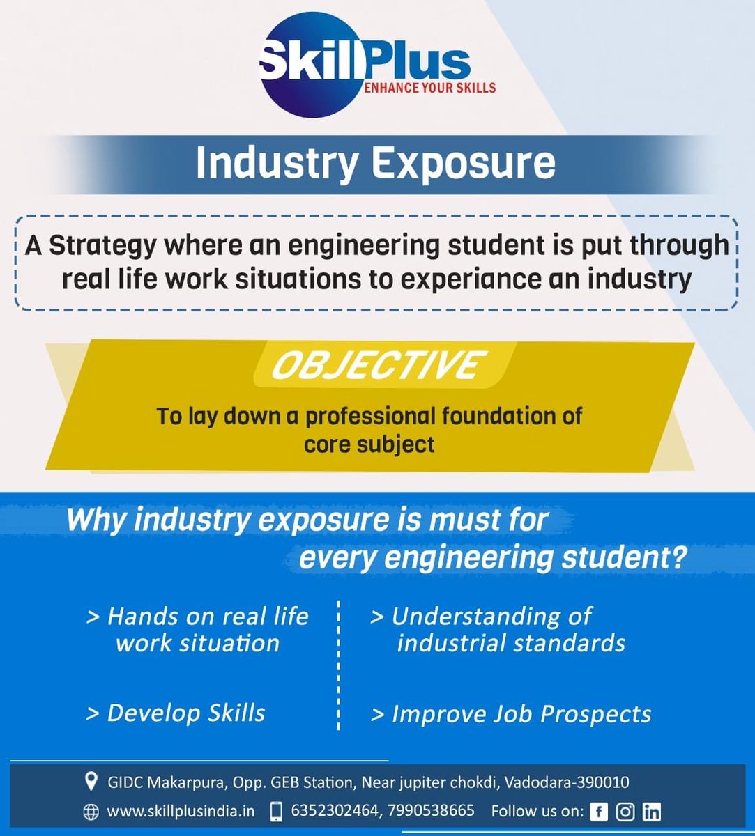 Skillplus_India's tweet photo. In today's time one key factor to success is INDUSTRY EXPOSURE.
 Skill Plus India works towards providing our students an ample amount of experience in working on industry floors.

#SkillPlusIndia #skillindia #skilldevelopment #industry #mechanical #MakeInIndia #Training #COURSES https://t.co/qfgK9awuC5