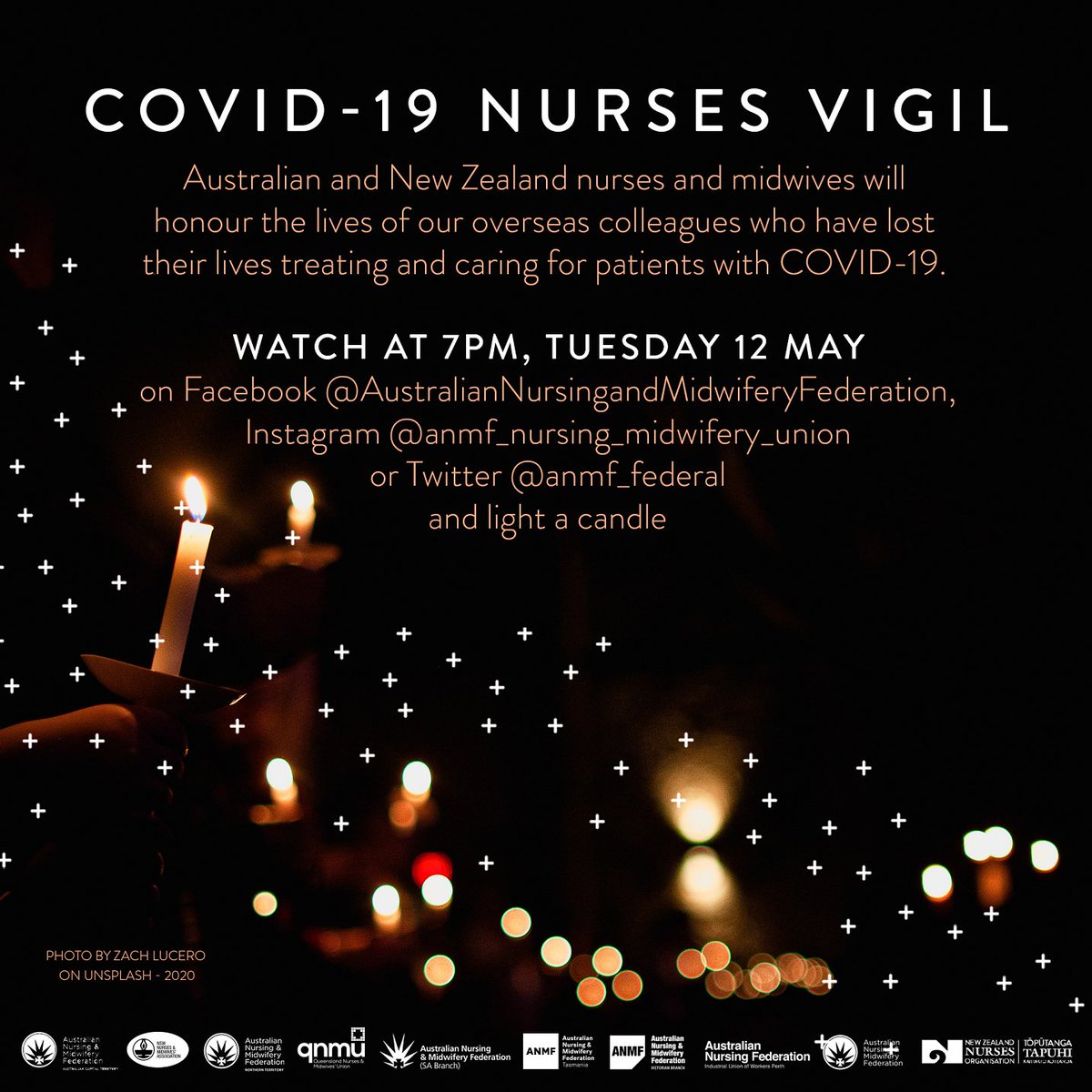 Light a candle &amp; join us for a #nurses vigil here on Twitter 7pm (AEST), Tuesday 12 May to honour the lives of our overseas colleagues who have lost their lives treating &amp; caring for patients with COVID-19 #nurseshonoured #CovidNursesVigil